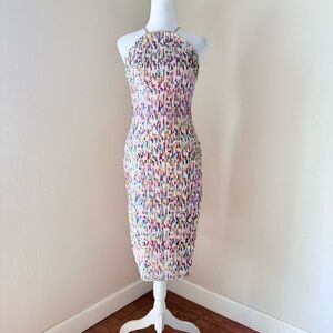 Liv Foster Rainbow Sequin Sleeveless Low Back Midi Cocktail Dress Multicolor 2